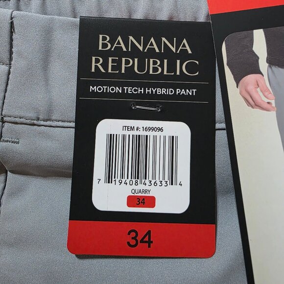 Banana Republic Motion Tech Hybrid Pants Mens Sz 30x39 & 34x42 Gray Performance - Picture 15 of 15